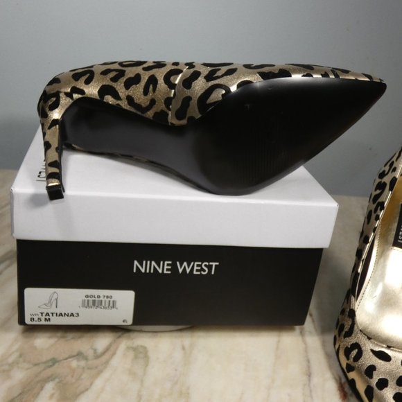 Sexy NINE WEST Women's Tatiana3 Stiletto Pumps Gold Leopard 8.5 - Picture 14 of 14